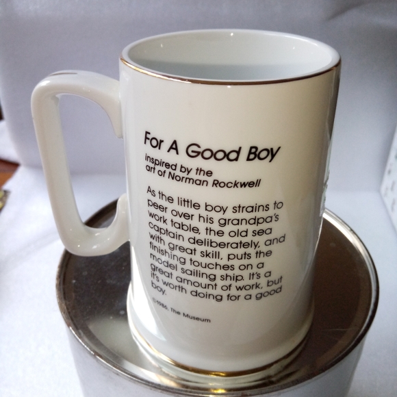 Vintage 1985 Norman Rockwell "For a good boy" Museum Tall Coffee Mug - Picture 2 of 9